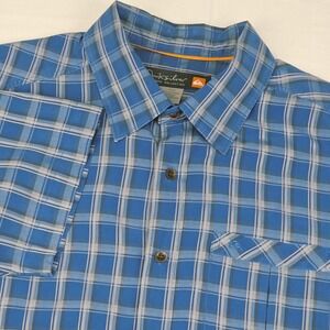 Quiksilver Men's Medium Shirt Blue Plaid Short Sleeve Waterman Collection
